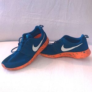 Nike Roshe Run Marble Military Blue Orange Size 11